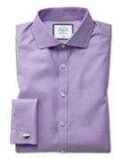  Super Slim Fit Lilac Non-iron Twill Cotton Dress Shirt French Cuff Size 14/33 By Charles Tyrwhitt
