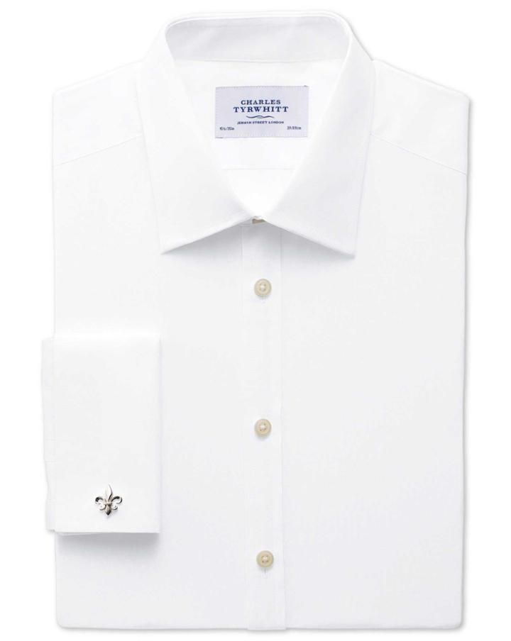 Charles Tyrwhitt Charles Tyrwhitt Slim Fit Egyptian Cotton Poplin White Dress Shirt Size 14.5/32