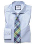  Slim Fit Non-iron Blue Stripe Tyrwhitt Cool Cotton Dress Shirt Single Cuff Size 14.5/32 By Charles Tyrwhitt