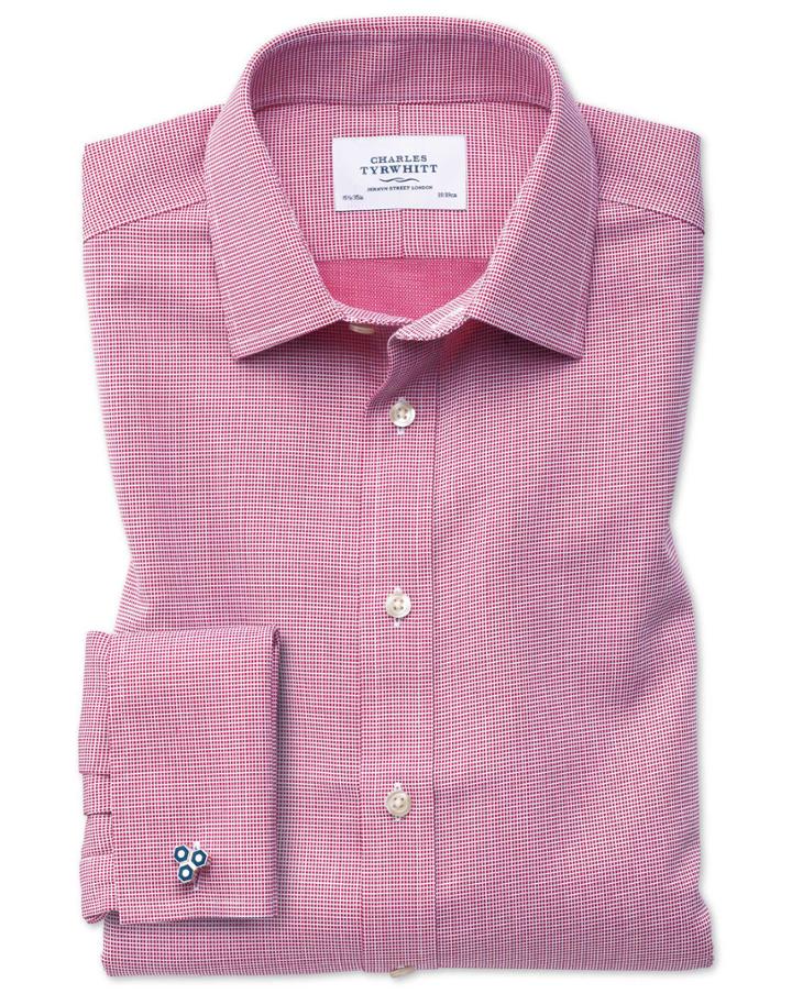 Charles Tyrwhitt Extra Slim Fit Non-iron Square Weave Magenta Cotton Dress Shirt French Cuff Size 14.5/32 By Charles Tyrwhitt