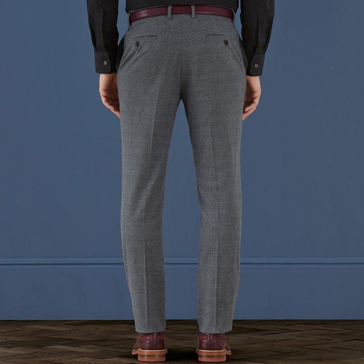 Charles Tyrwhitt Charles Tyrwhitt Grey Extra Slim Fit Cotton Flannel Prince Of Wales Check Pants