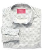 Charles Tyrwhitt Charles Tyrwhitt Women's Semi-fitted Cotton Floral Print Blue And Navy Poplin Shirt Size 4