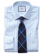 Classic Fit Non-iron Blue Multi Stripe Cotton Dress Shirt French Cuff Size 15.5/33 By Charles Tyrwhitt