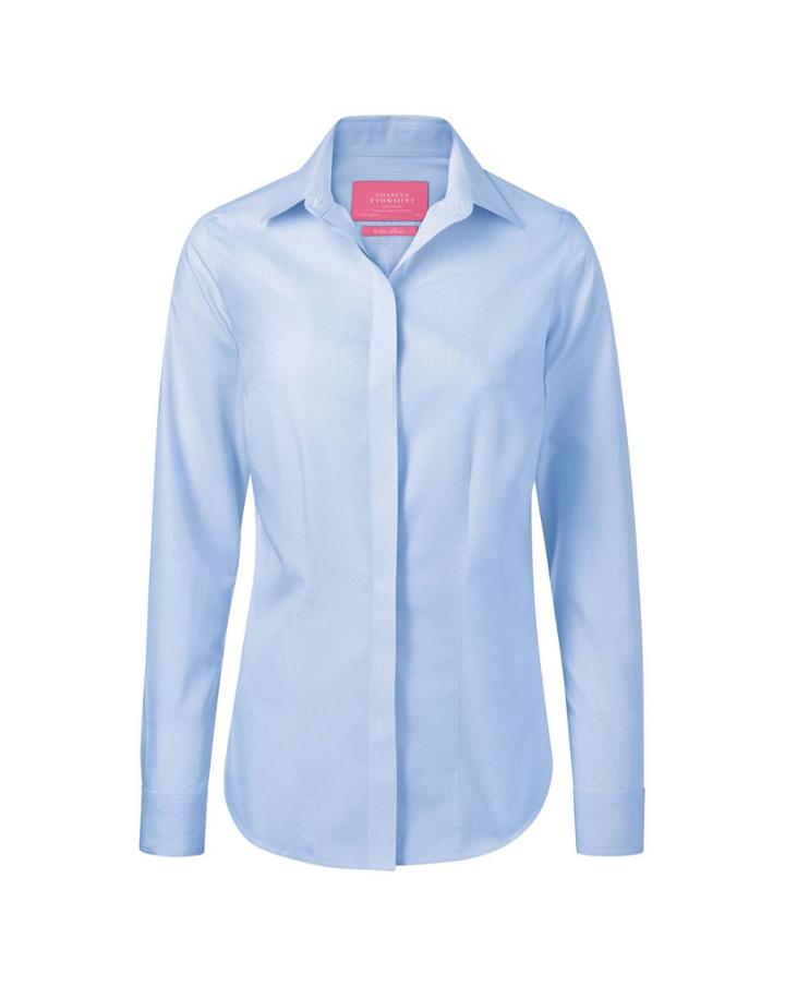 Charles Tyrwhitt Charles Tyrwhitt Women's Semi-fitted Non-iron Stripe Sky Shirt