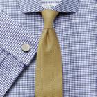 Charles Tyrwhitt Charles Tyrwhitt Classic Fit Non-iron Spread Collar Basketweave Check Navy Cotton Dress Shirt Size 15/35