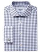Charles Tyrwhitt Charles Tyrwhitt Slim Fit Semi-spread Collar Textured Gingham Navy Cotton Dress Shirt Size 14.5/33