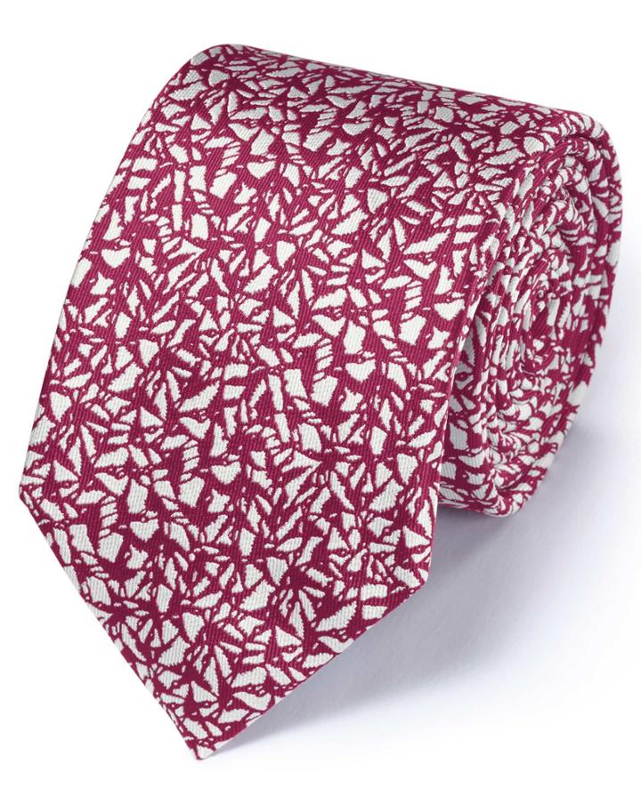 Charles Tyrwhitt Charles Tyrwhitt Magenta Silk Classic Abstract Texture Tie