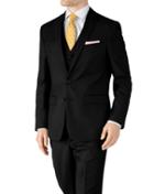 Charles Tyrwhitt Black Slim Fit Twill Business Suit Wool Jacket Size 44 By Charles Tyrwhitt