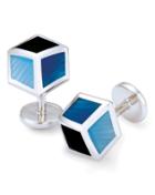  Blue Tonal Enamel Cube Cufflinks By Charles Tyrwhitt
