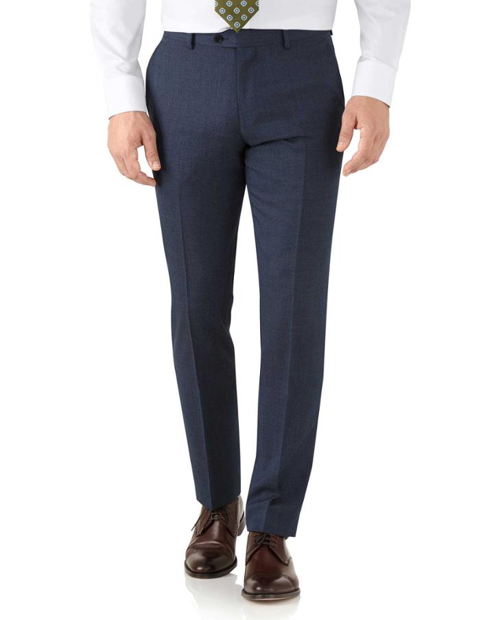 Charles Tyrwhitt Airforce Blue Slim Fit Hairline Business Suit Wool Pants Size W32 L38 By Charles Tyrwhitt