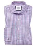  Extra Slim Fit Non-iron Blue And Red Check Cotton Dress Shirt Single Cuff Size 14.5/32 By Charles Tyrwhitt