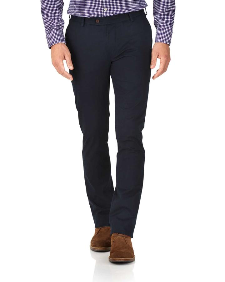 Charles Tyrwhitt Navy Extra Slim Fit Stretch Cotton Chino Pants Size W32 L30 By Charles Tyrwhitt
