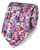  Pink Floral Cotton Silk Printed Classic Tie By Charles Tyrwhitt