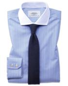 Charles Tyrwhitt Extra Slim Fit Spread Collar Non-iron Winchester Blue And White Cotton Dress Casual Shirt French Cuff Size 14.5/33 By Charles Tyrwhitt