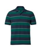 Charles Tyrwhitt Charles Tyrwhitt Slim Fit Navy And Green Striped Pique Polo