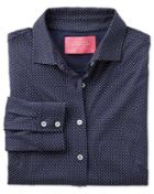 Charles Tyrwhitt Charles Tyrwhitt Navy Pindot Print Jersey Cotton Shirt Size 10