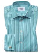 Charles Tyrwhitt Classic Fit Bengal Stripe Green Cotton Dress Shirt French Cuff Size 15.5/33 By Charles Tyrwhitt