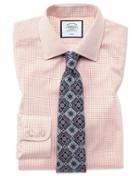  Classic Fit Non-iron Twill Mini Grid Check Orange Cotton Dress Shirt French Cuff Size 16/35 By Charles Tyrwhitt