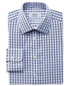 Charles Tyrwhitt Charles Tyrwhitt Classic Fit Non-iron Oxford Gingham Mid Blue Cotton Dress Shirt Size 15/35