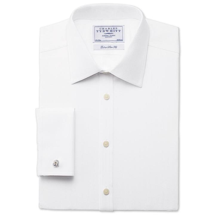 Charles Tyrwhitt Charles Tyrwhitt White Herringbone Extra Slim Fit Shirt (14.5 - 33)
