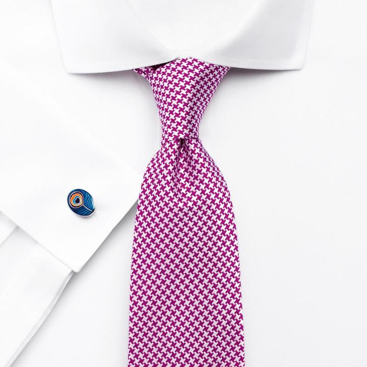 Charles Tyrwhitt Charles Tyrwhitt Pink Silk Classic Puppytooth Tie