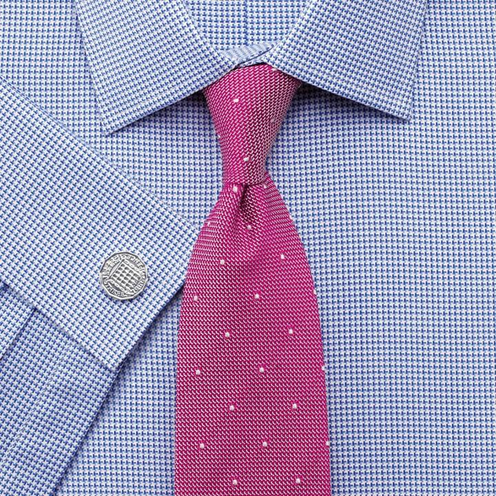 Charles Tyrwhitt Charles Tyrwhitt Classic Fit Egyptian Cotton Puppytooth Blue Dress Shirt Size 15/34