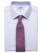  Extra Slim Fit Two Color Check Pink And Blue Cotton Dress Shirt Single Cuff Size 16/35 By Charles Tyrwhitt