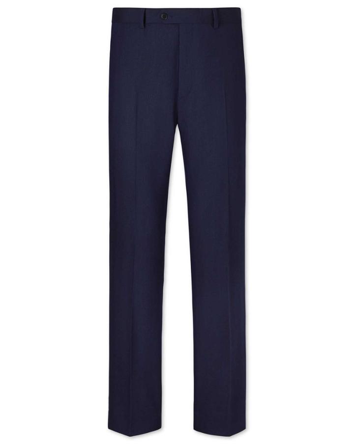 Charles Tyrwhitt Charles Tyrwhitt Royal Blue Classic Fit Herringbone Business Suit Trousers