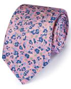 Charles Tyrwhitt Charles Tyrwhitt Pink And Blue Cotton Mix Italian Luxury Floral Tie