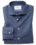 Charles Tyrwhitt Slim Fit Semi-cutaway Business Casual Navy Patterned Cotton Dress Casual Shirt Single Cuff Size 14.5/33 By Charles Tyrwhitt