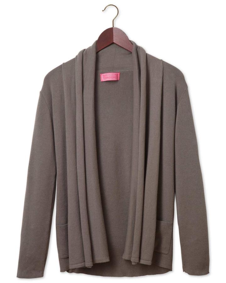 Charles Tyrwhitt Charles Tyrwhitt Women's Brown Cotton Cashmere Waterfall Cotton/cashmere Cardigan Size Medium