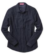 Charles Tyrwhitt Charles Tyrwhitt Women's Semi Fitted Corded Lace Navy Silk Shirt Size 6