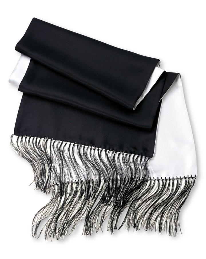  Black And White Reversible Silk Scarf By Charles Tyrwhitt
