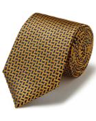  Navy And Gold Silk Large Lattice Stain Resistant Classic Tie By Charles Tyrwhitt