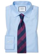  Classic Fit Sky Blue Non-iron Twill Cotton Dress Shirt Single Cuff Size 15/33 By Charles Tyrwhitt