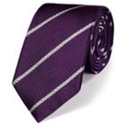 Charles Tyrwhitt Charles Tyrwhitt Classic Purple And White Textured Stripe Tie