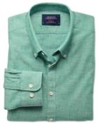 Charles Tyrwhitt Charles Tyrwhitt Extra Slim Fit Green Chambray Cotton Dress Shirt Size Small