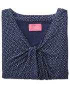 Charles Tyrwhitt Women's Navy And White Spot Printed Knot Detail Jersey Synthetic Top Size 8 By Charles Tyrwhitt