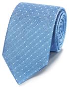 Sky Blue And White Stain Resistant Fleur-de-lys Classic Silk Tie By Charles Tyrwhitt