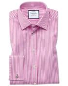 Charles Tyrwhitt Classic Fit Bengal Stripe Pink Cotton Dress Shirt French Cuff Size 15.5/33 By Charles Tyrwhitt
