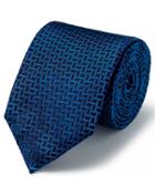 Royal Blue And Navy Silk Large Lattice Stain Resistant Classic Tie By Charles Tyrwhitt