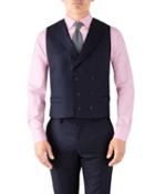  Navy Adjustable Fit Italian Twill Luxury Suit Wool Vest Size W36 By Charles Tyrwhitt