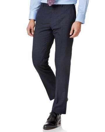  Blue Stripe Slim Fit Twist Business Suit Trousers Size W38 L38 By Charles Tyrwhitt