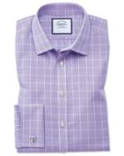Charles Tyrwhitt Slim Fit Non-iron Prince Of Wales Lilac Cotton Dress Shirt Single Cuff Size 14.5/32 By Charles Tyrwhitt