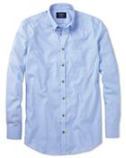 Charles Tyrwhitt Slim Fit Non-iron Poplin Sky Blue Stripe Cotton Casual Shirt Single Cuff Size Xs By Charles Tyrwhitt