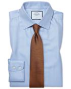  Classic Fit Non-iron Sky Blue Herringbone Cotton Dress Shirt Single Cuff Size 15/33 By Charles Tyrwhitt