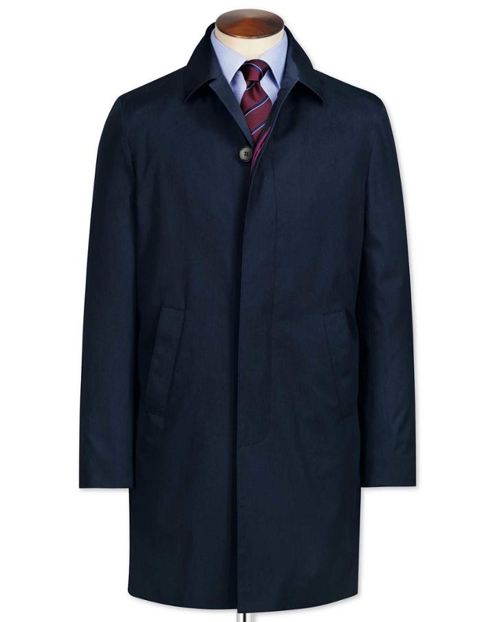 Charles Tyrwhitt Blue Cotton Raincotton Coat Size 36 By Charles Tyrwhitt