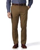  Camel Slim Fit Flat Front Non-iron Cotton Chino Pants Size W34 L30 By Charles Tyrwhitt