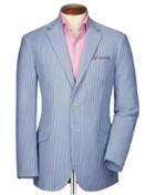 Charles Tyrwhitt Charles Tyrwhitt Classic Fit Blue And White Striped Seersucker Cotton Jacket Size 36