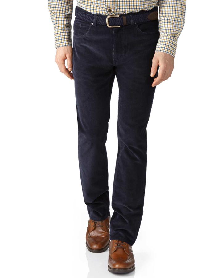 Charles Tyrwhitt Charles Tyrwhitt Dark Navy Slim Fit Stretch 5 Pocket Cotton Tailored Pants Size W30 L34